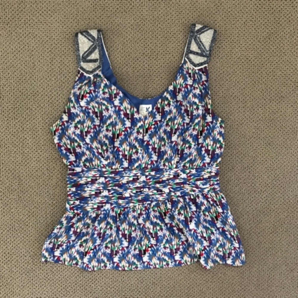 Edmé & Esyllte Anthropologie Multicolor Beaded Top